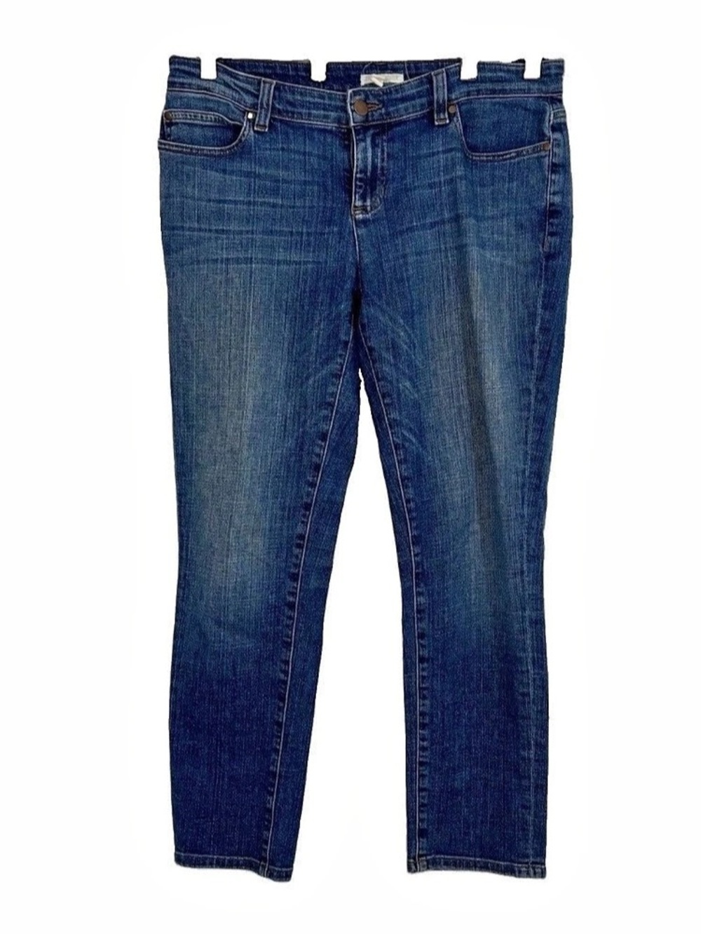 Eileen Fisher Sz 8 Petite Slim Jeans in Organic Cotton Stretch Denim Jeans Blue